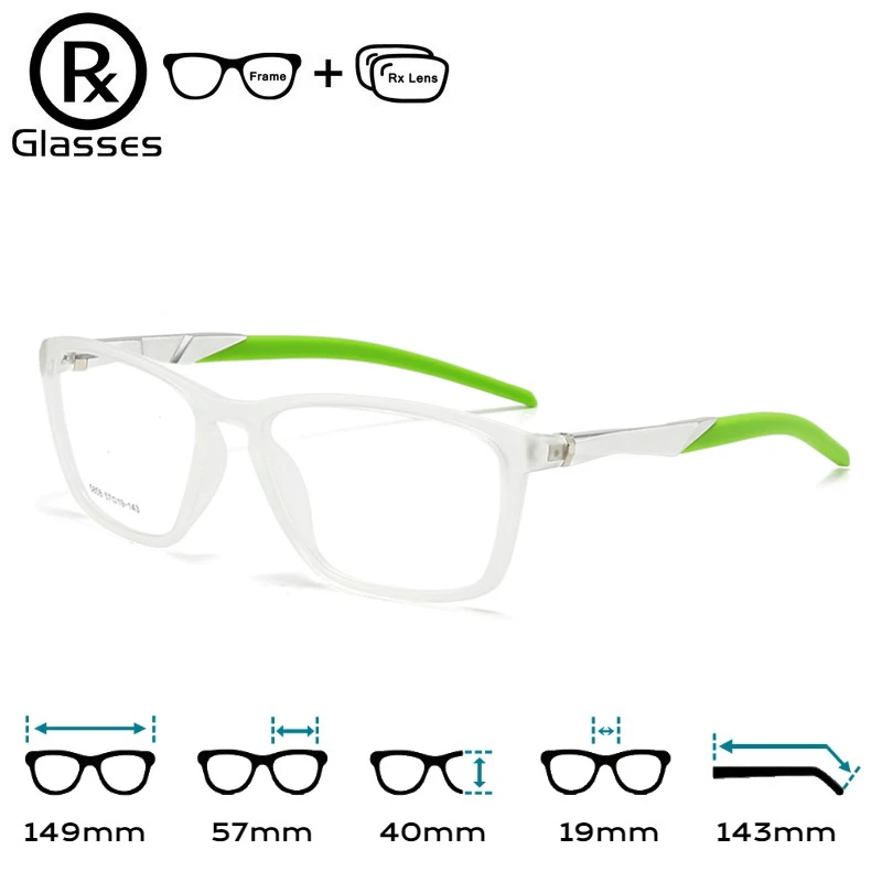 

RX Glasses Women & Men Prescription Glasses Sports Frame TR90 Eyeglasses Progressive Anti-Blue Light Myopia Hyperopia Eyewear