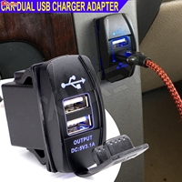 Car Charger USB 5V 3.1A Universal Waterproof Dual USB Ports Auto Adapter Dustproof Phone Charger For Cars Boats Motorcycles Vans