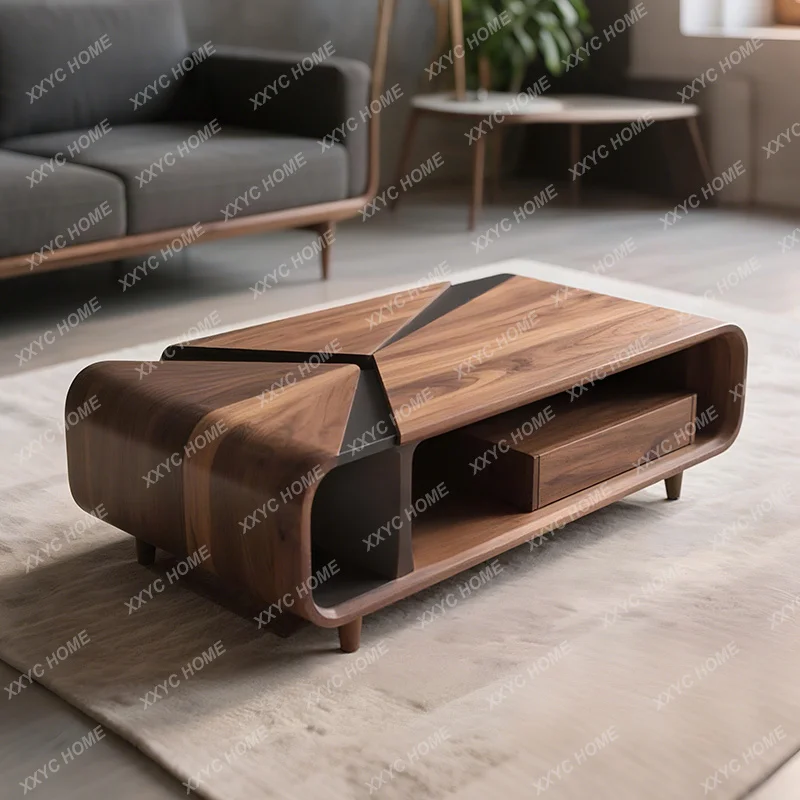 

Большой и маленький журнальный столик из массива дерева для простой гостиной в квартире.