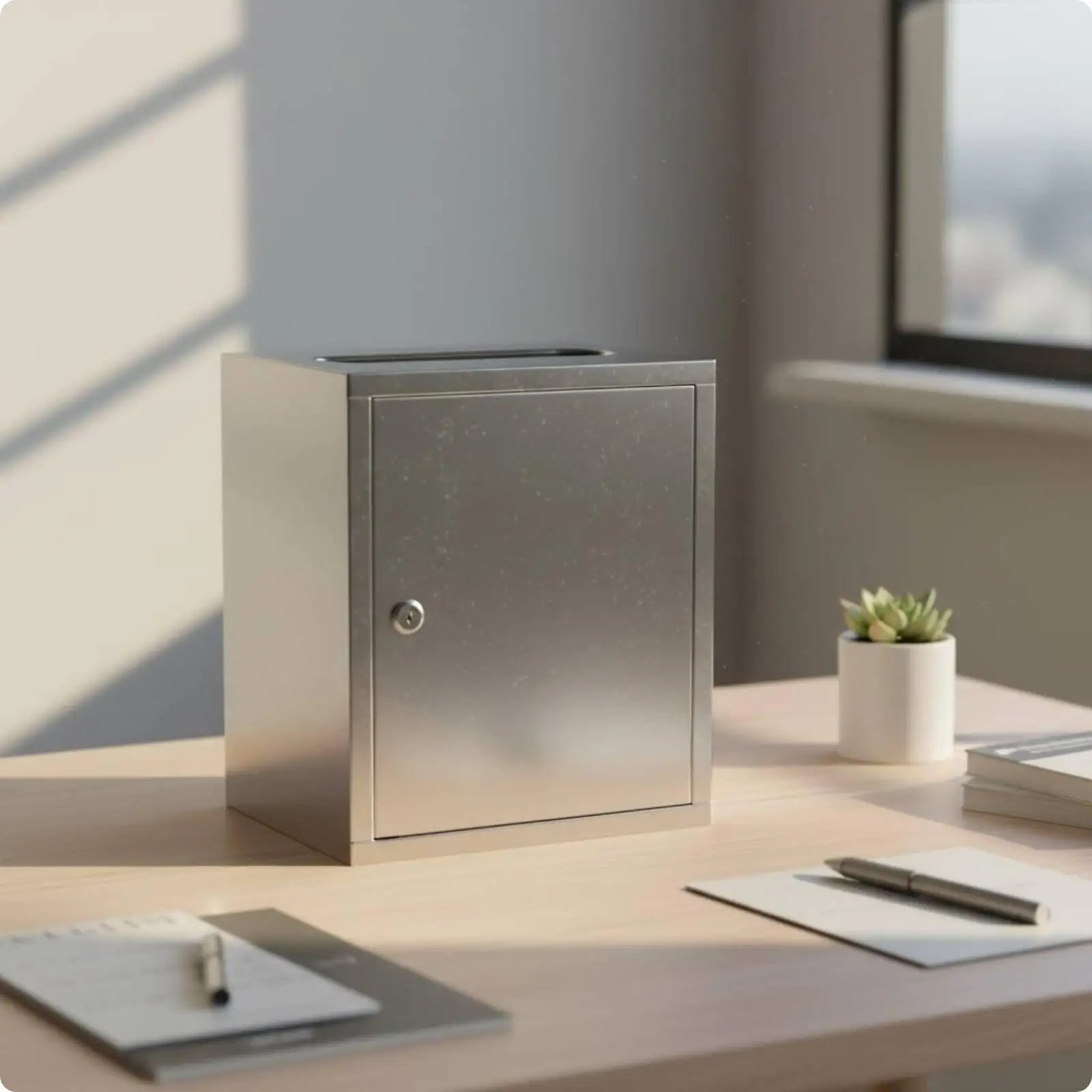 Modern Stainless Steel Wall Mail Box Large Lockable Letter Slot for Office School Complaint Suggestion and Donations