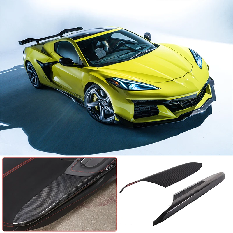 Carbon Fiber Car Door Armrest Panel Trim Hand Rest Cover Kit Accessories For Chevrolet Corvette C8 Stingray Z51 Z06 2020-2023