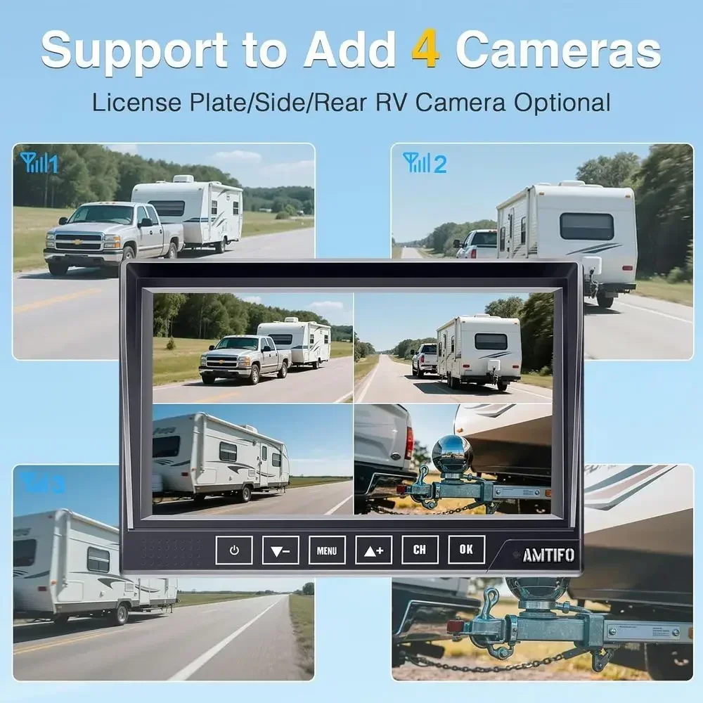 RV Backup Camera Wireless Easy Install: Plug & Play for Furrion Pre-Wired RVs - 7″ HD Touch Key Monitor, 1080P DVR, 4-Channel Sp view 6