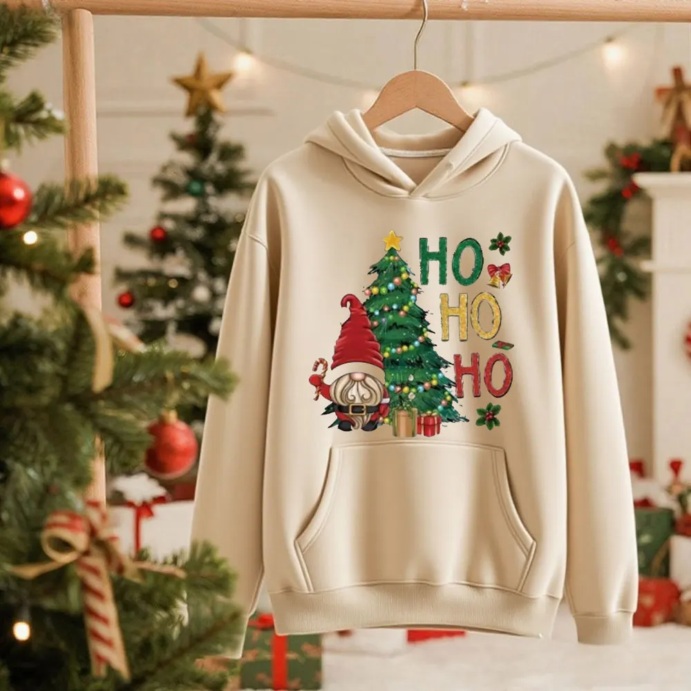 Felpe con cappuccio Europa e Stati Uniti Felpa natalizia da donna a maniche lunghe calda casual con stampa albero di Natale