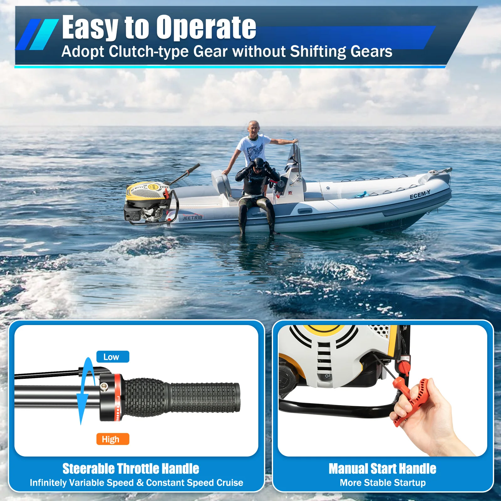 محرك خارجي 9 حصان، محرك قارب خارجي بقدرة 4300 وات، محرك قارب صيد عالي التحمل رباعي الأشواط، محرك بحري