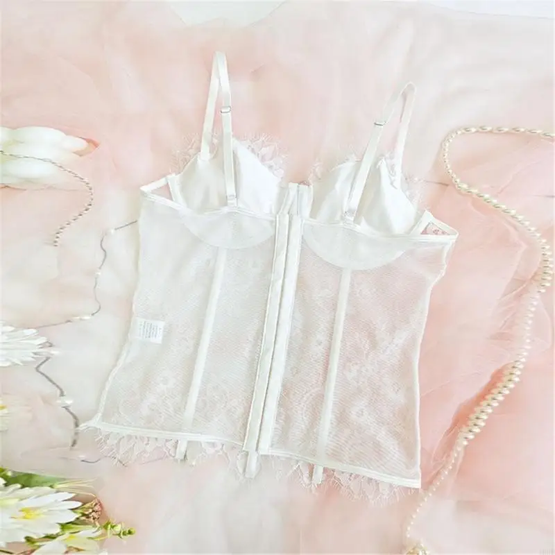 

Стильная сетчатая сетчатая шнурка для шнуровки Bustier Cami Top с регулируемыми ремешками для корсета для модных женщин для