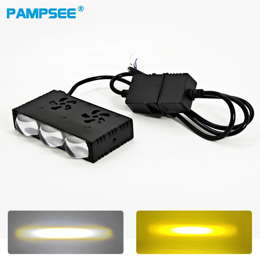 

2PCS Motorcycle Spotlight Car Grille Light Auto Auxiliary Front Grille Running Light With Fan Amber/White For Off Road Trunk SUV