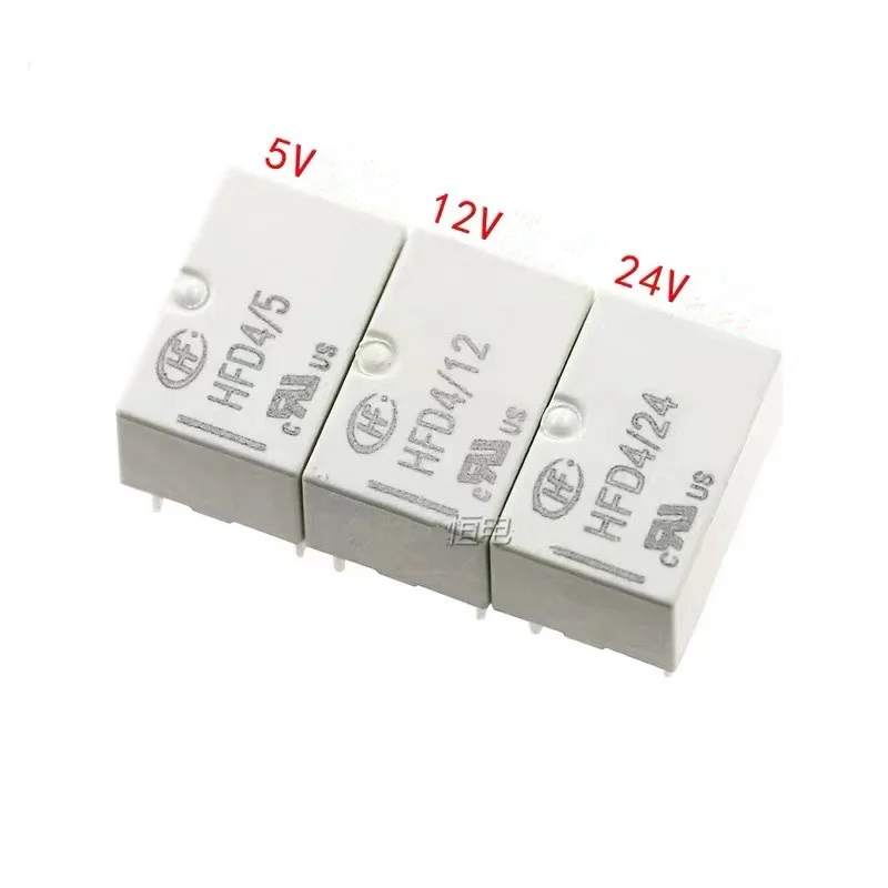 10pcs/lot Signal Relay HFD4/5 HFD4/12 HFD4/24 HFD4/3/5/12/24 3V 5V 12V 24V 2A 8PIN Two sets of conversion DIP8