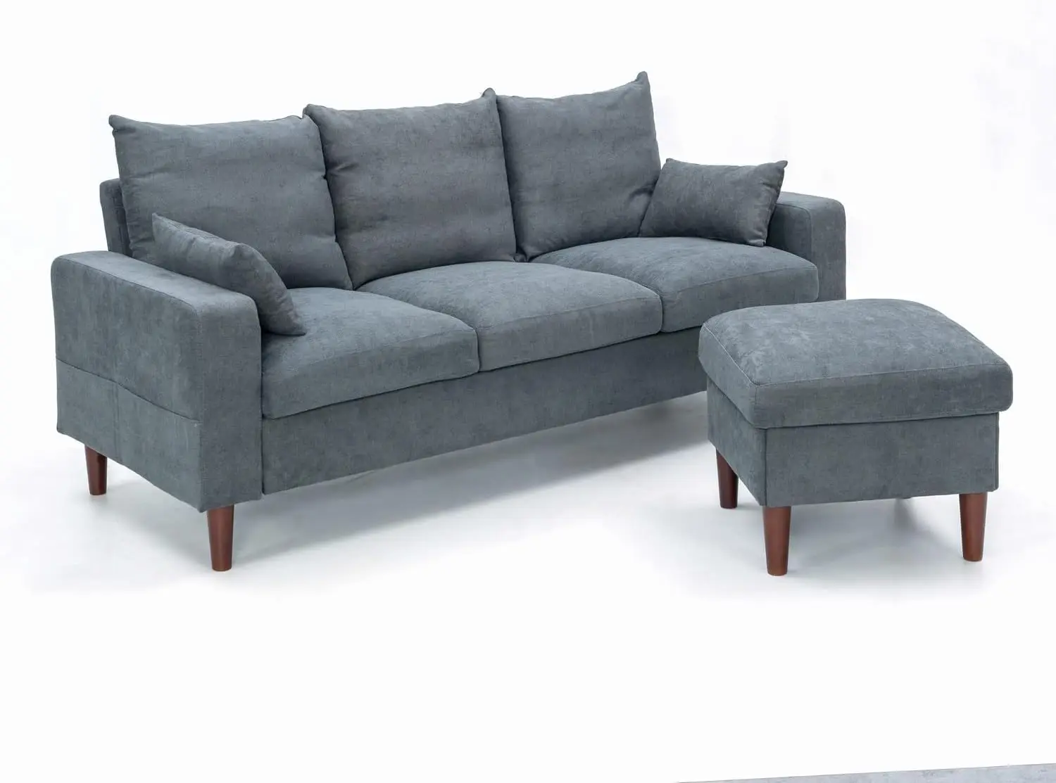 

Panana Fabric Corner Sofa with Ottoman Footstool, 3 Seater L Shape Sofa Set