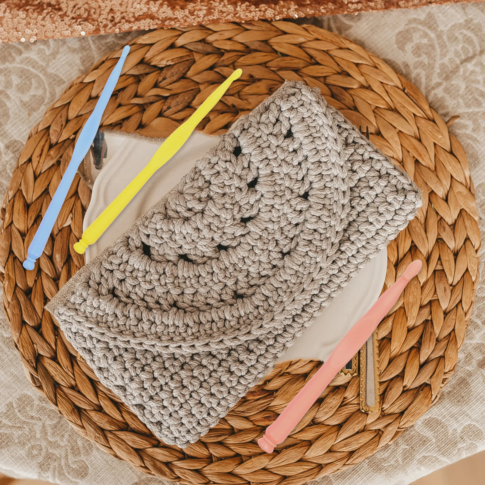 

12Pcs Knitting Hooks Crochet Plastic Set Ergonomic Handle DIY Knitting Crafts Needles Sweater Accessories Crochet Needles