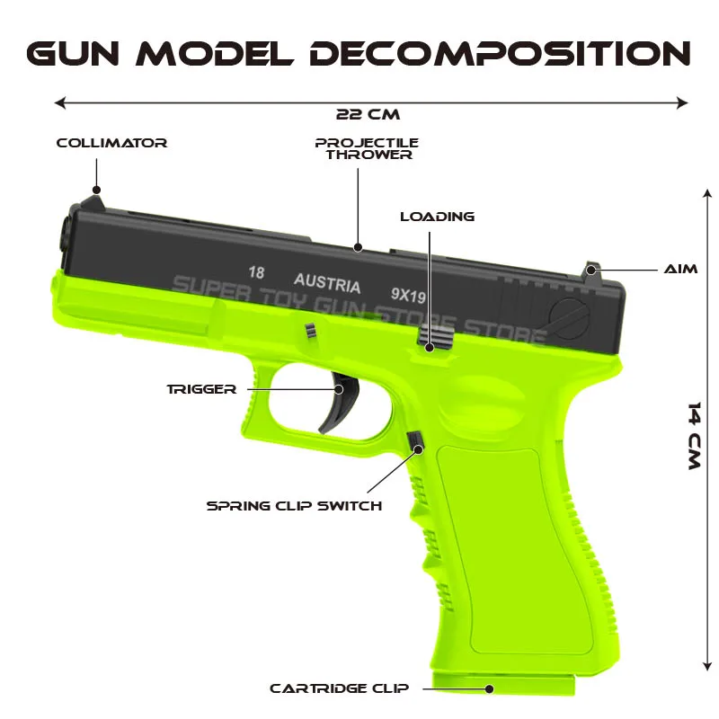 2025. M1911 التلقائي طرد رصاصة طرية مسدس لعبة G18 مسدس هواء للأطفال CS لعبة اطلاق النار لعبة الأولاد (الانبعاث المستمر)