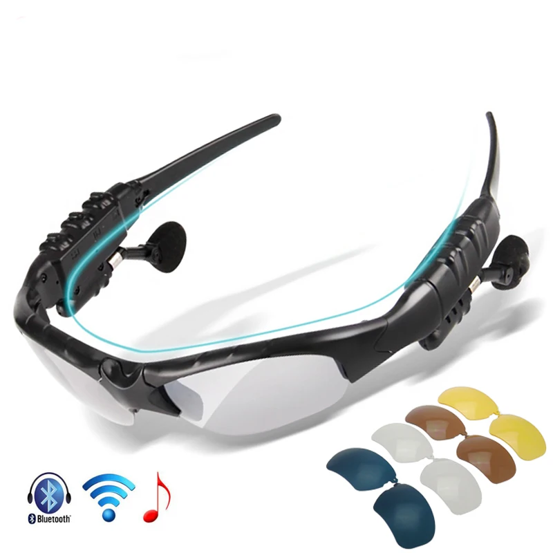 New Sport Stereo Wireless Bluetooth 4.1 Glasses MP3 Call Headset Men Sunglasses Cycling Outdoor Sport Running Colorful Sun Lens