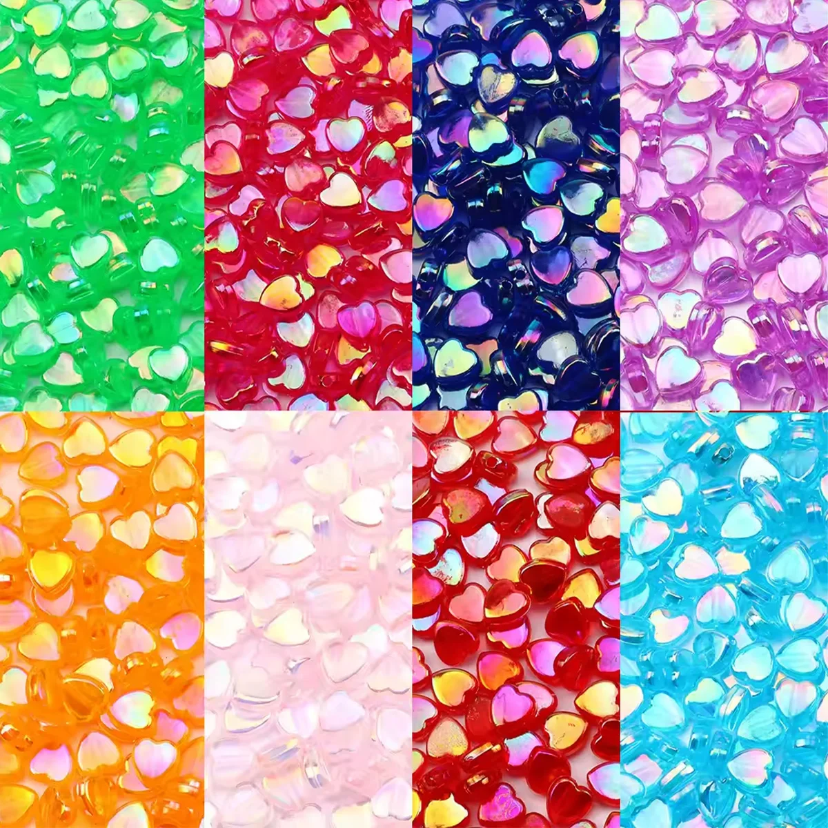100pcs AB Color Heart Acrylic Beads Transparent Loose Spacer Beads For Jewelry Making DIY Necklace Bracelet Accessories
