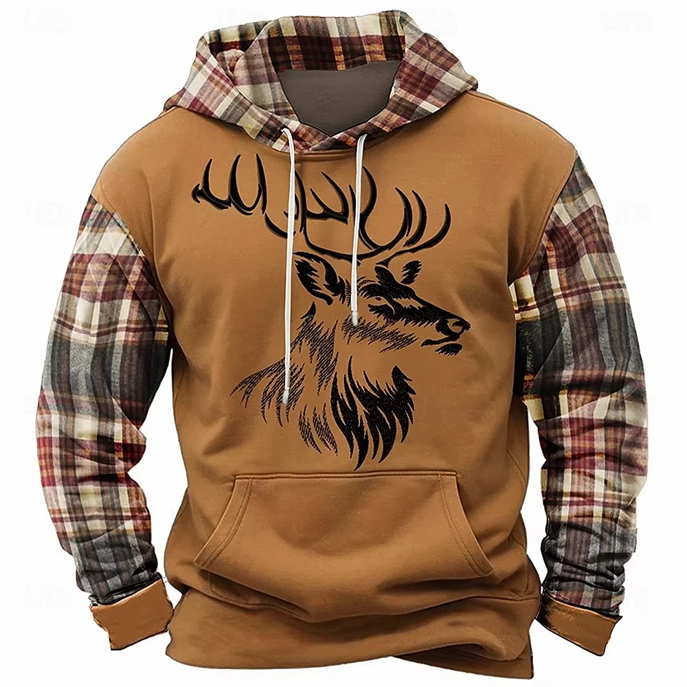 

Outdoor Hunting Mens Camouflage Hooded Shirt Autumn Winter Sweatshirts Funny Milu 3D Deer Print Oversized Hoodie Casual Clothi