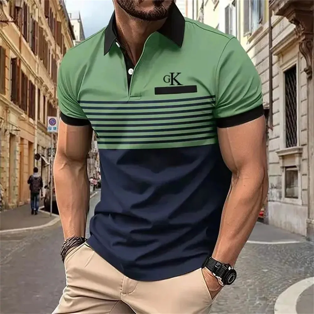 Camisa de Golf de manga corta para hombre, camiseta de manga corta con bloque de Color, perfecta para el verano, ropa informal, Jersey, grupo de