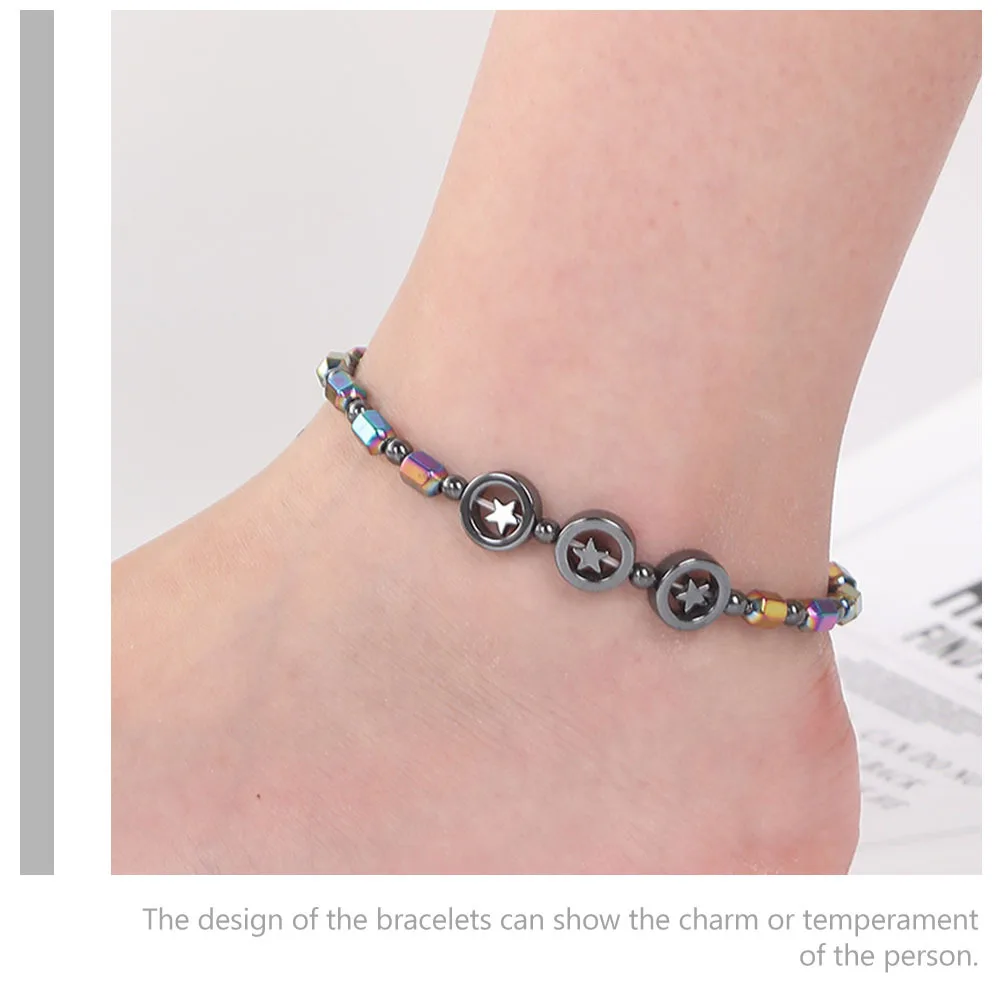 

6Pcs Star Anklet Beaded Elastic Bracelets Colorful Stone Wrist Jewelry Delicate Women Bracelets Bead Bracelet Stone Bracelet