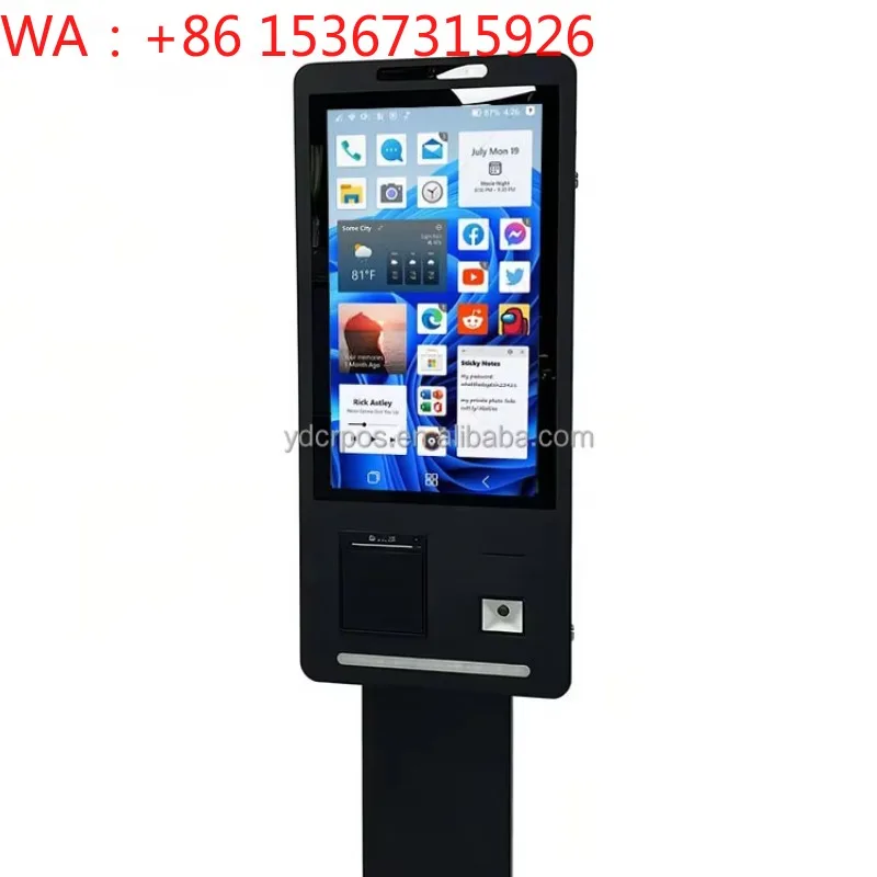 Quiosque de Pagamento de Autoatendimento com Tela Touchscreen Android de 21,5 Polegadas, Impressora e Suporte a Scanner QR SDK