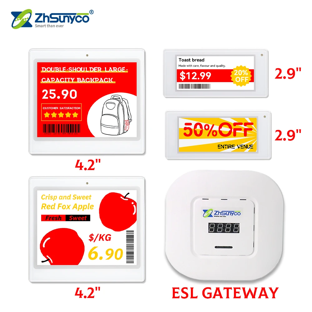 Supermarket E Ink Digital Price Tag Electronic Shelf Label Epaper One sets 2.4G Four Color Demo Kit Esl Display System