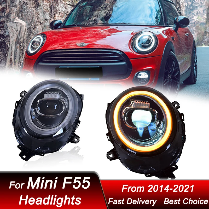المصابيح الأمامية للسيارة BMW Mini F54 F55 F56 F57 2014-2021 مجموعة كشافات LED كاملة ترقية عالية مجموعة ملحقات عدسة العرض