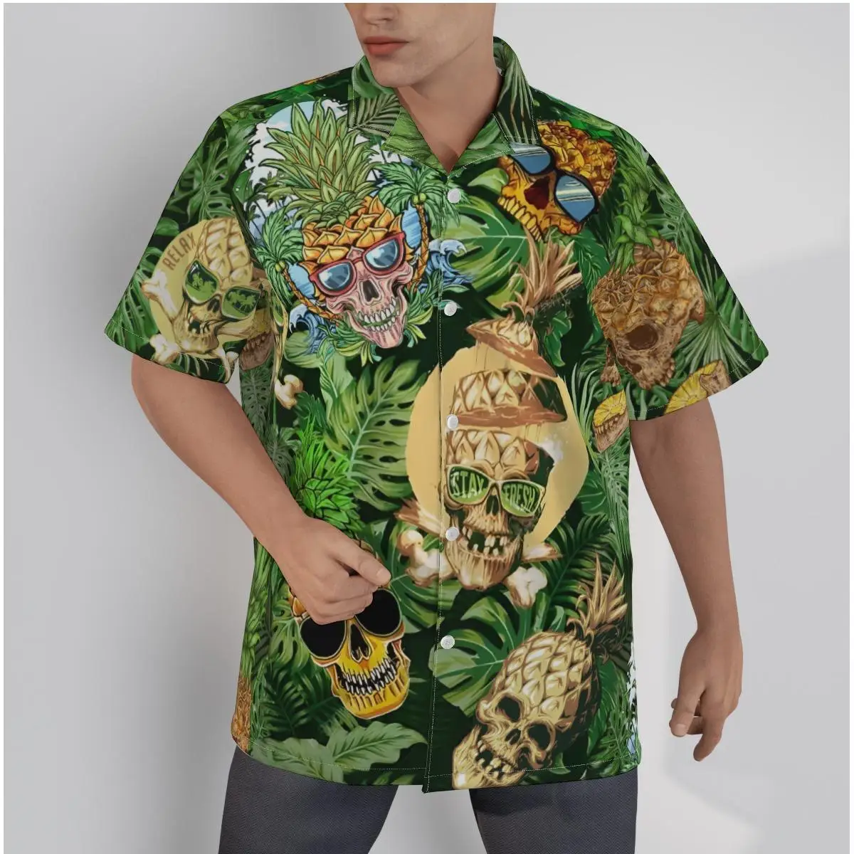 Men's Hawaiian Shirt Egypt Style Patron Saint Beach Short Sleeve Summer Casual Button Up Patchwork Tops 3D Shirts