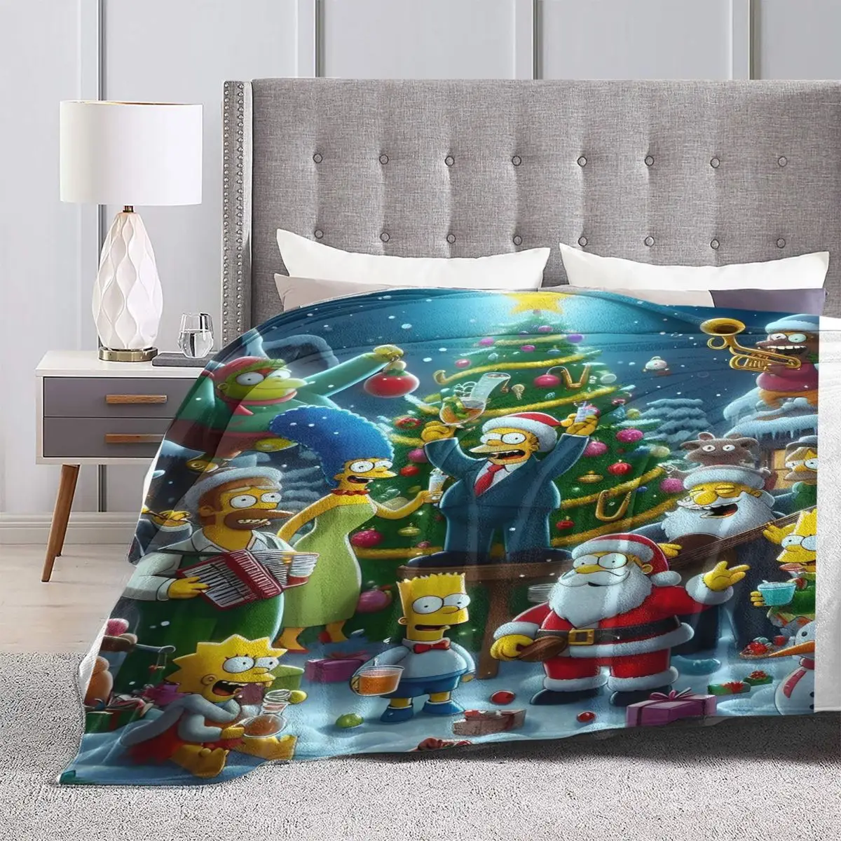 The S-Simpsons Flannel Blanket Christmas Day Super Soft Bedding Throws for Outdoor Travel Fluffy Bedspread Sofa Bed Cover