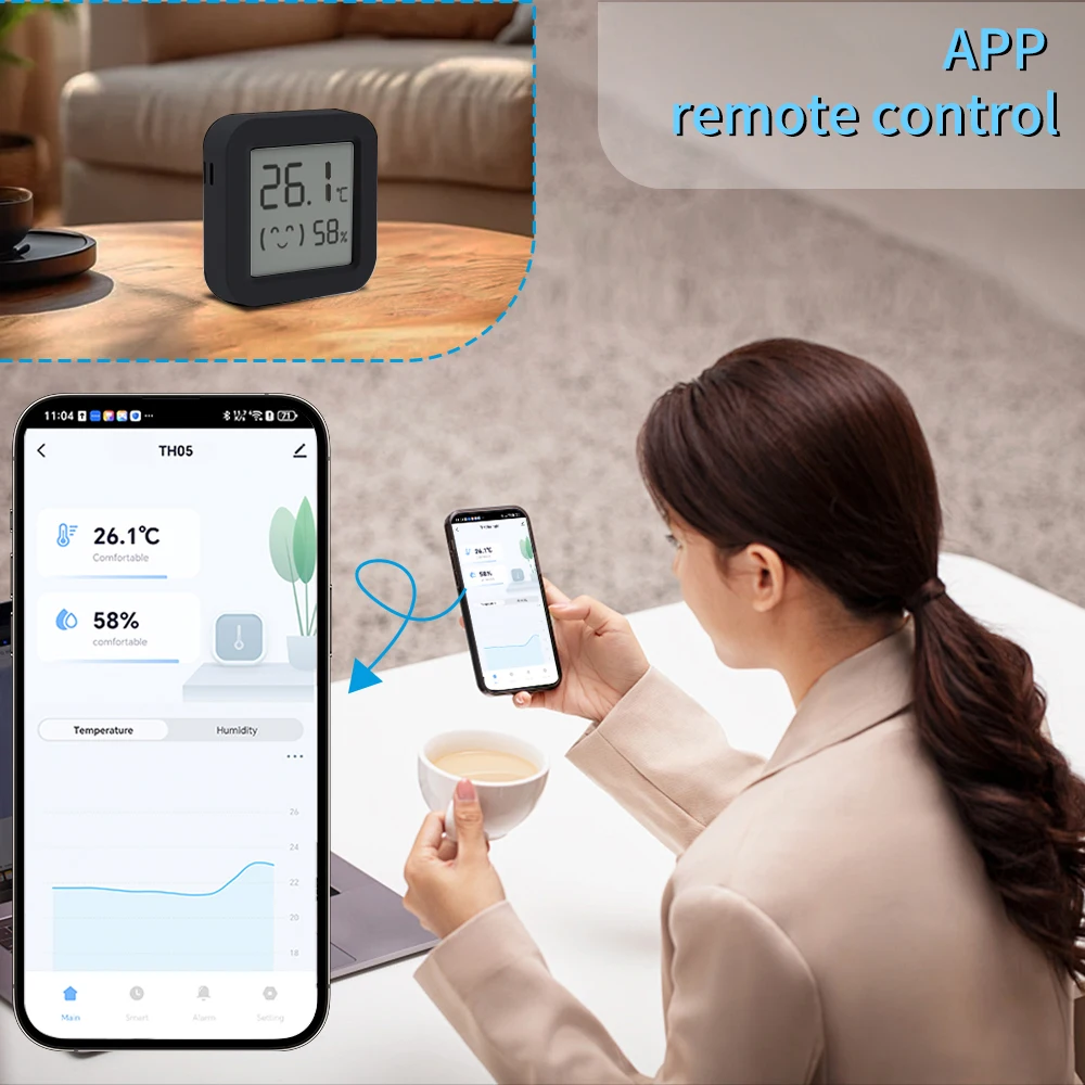 Smart Tuya LCD Temperature Humidity Sensor Bluetooth-Compatible APP Controlled Hygrometer Thermometer Support Alexa Smart Life