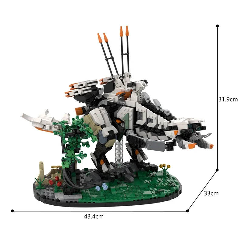 942PCS Horizon Zero Dawned Classic Game White Behemoth Building Blocks Assembly Monster Model Thunderjaw Brick Toy Holiday Gift