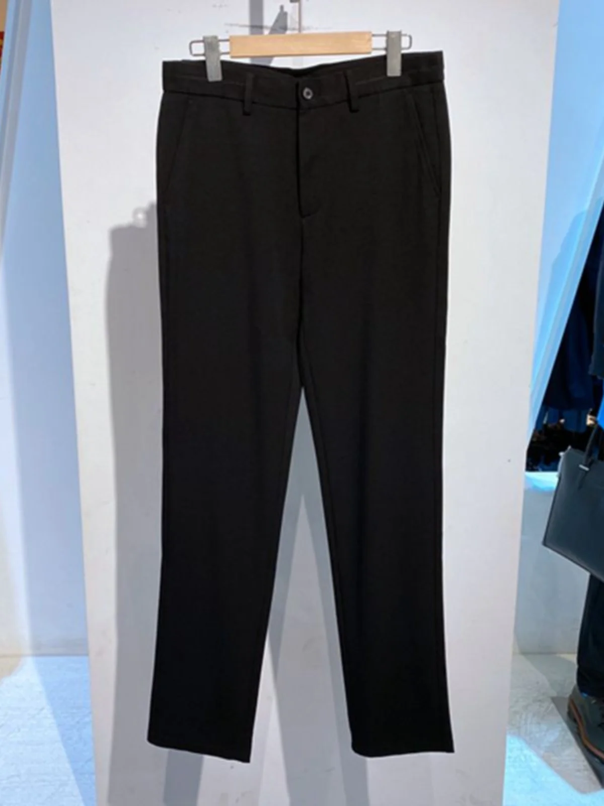 

Bla Mid-Waist Straight Leg Casual Pants for Men Busin Commute Casual Wear Autumn Winter Faion Basic Color Polyester