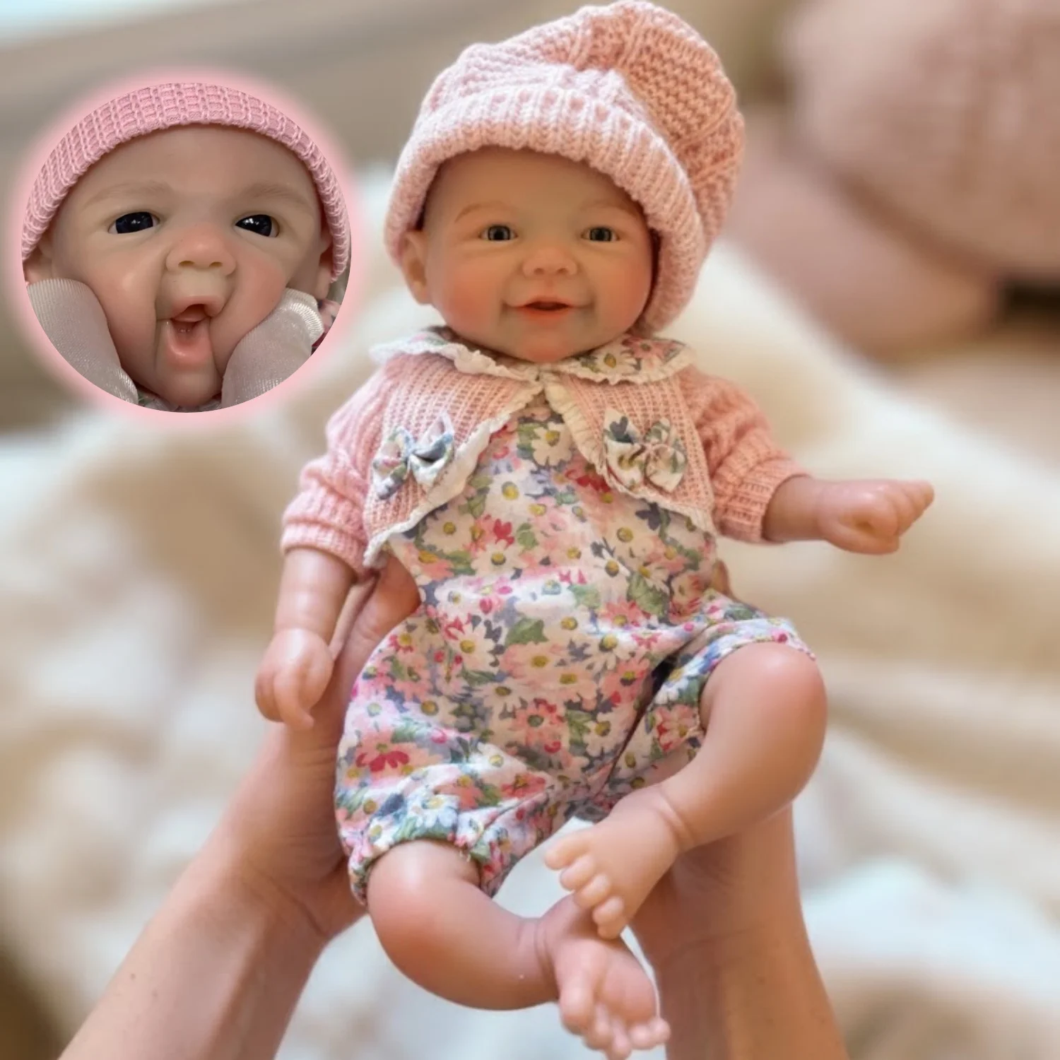 ตุ๊กตา AnjoDoll ชุด 2 ชุด/ตุ๊กตาซิลิโคนนุ่มแบบเปิดปากได้ ขนาด 13 นิ้ว ตุ๊กตาเด็กผู้หญิง Vivienne ตุ๊กตา Reborn ทาสี ตุ๊กตา Bebe ของเล่นตุ๊กตา Reborn ทำจากซิลิโคน