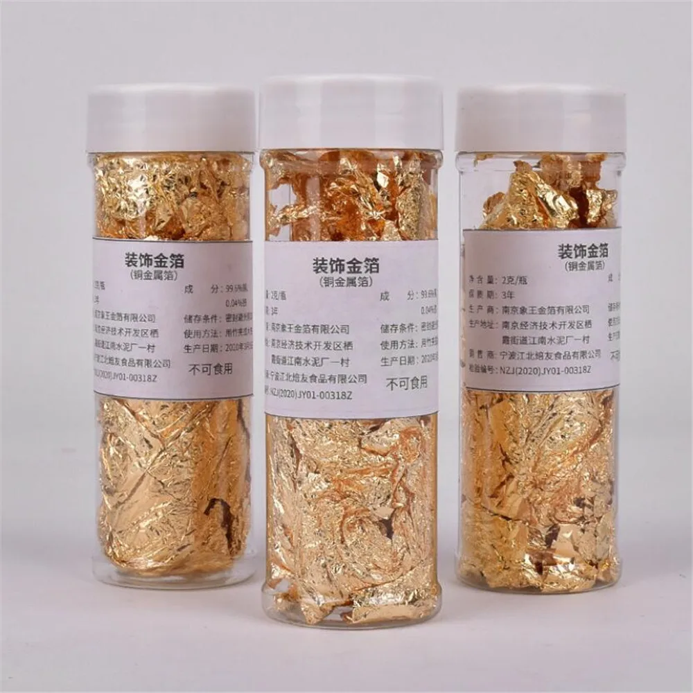 

1 bottle Decorative Gold Leaf Flakes 2g Gold Silver Confetti DIY Nail Art Paiting Materials Decorating Foil Paper Party Supplies