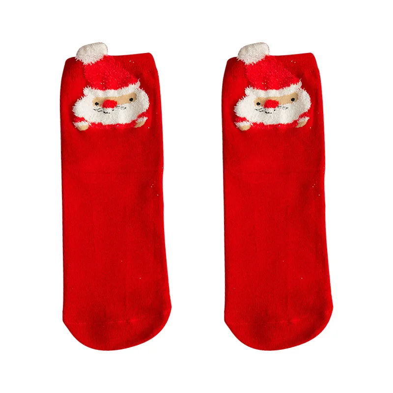 1 para świątecznych skarpetek z wysokim stanem dla kobiet Coral Velvet Casual Warmth Softness Cuteness Girl Boy Floor Socks Christmas Style