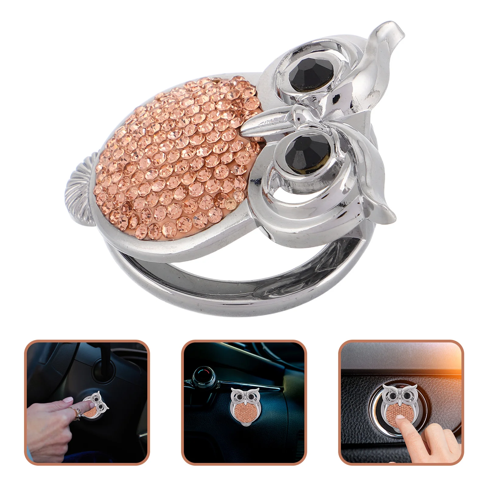 

Cute Universal Owl Engine Start Button Cover Rhinestone Design Push to Start Button Protection Car Interior Ignition Switch