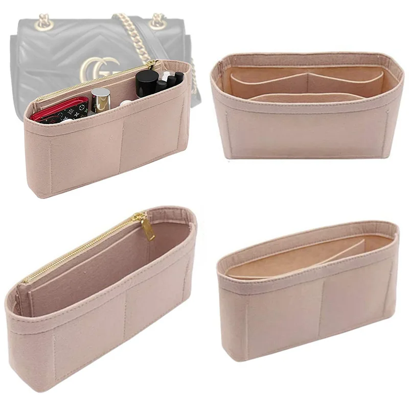 Make Up Organizer Felt Insert Bag Women Travel Inner Bag Organizer Zipper Purse Handbag Liner Cosmetic Storage Bags Inner Pocket