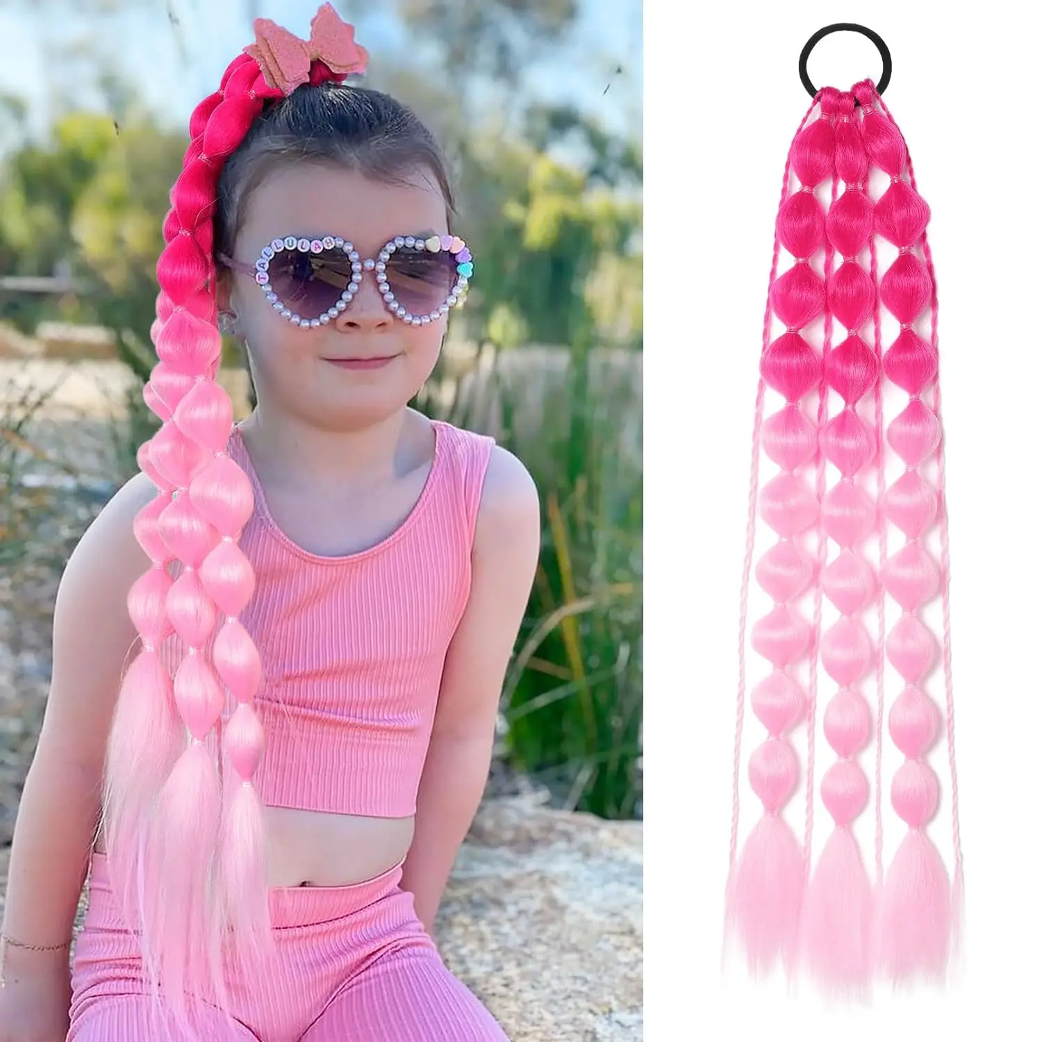 Synthetic Ponytail Extension Colorful Bubble Braid