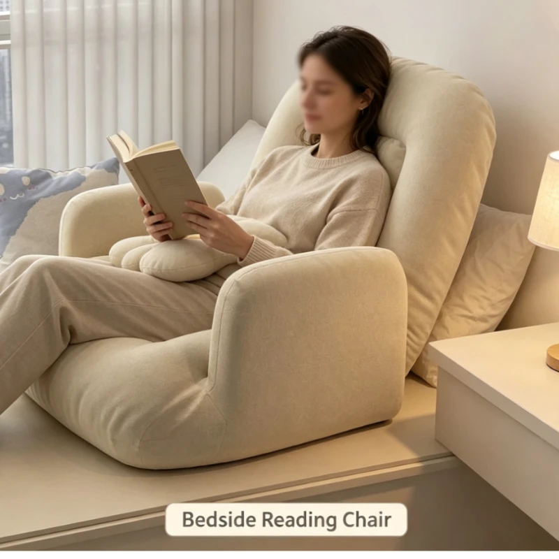 Tatami Floor Lounger With Adjustable Backrest And Soft Cushion For Bedroom Or Balcony Relaxation