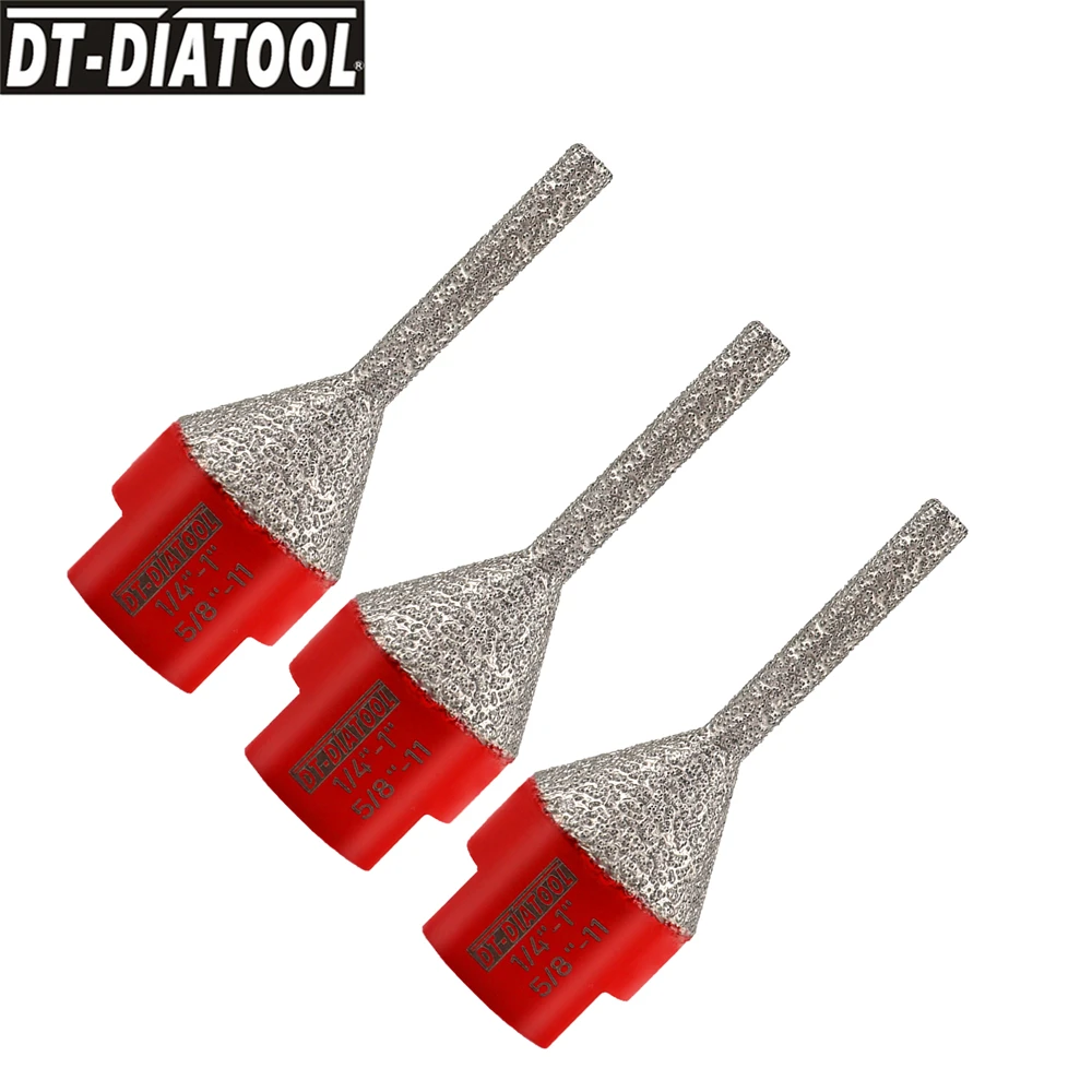 DT-DIATOOL 3pcs 6mmx25mm Diamond Finger Bits Cone Chamfering Tile Marble Ceramic Milling  Granite Enlarge Holes Shaping Edge