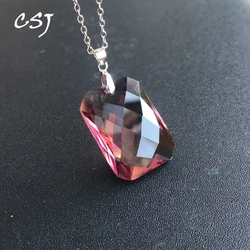 CSJ New 18*25mm Zultanite Pendant Necklace Sterling 925 Silver Created Sultanite Color Change Fine Jewelry for Women Party Gift