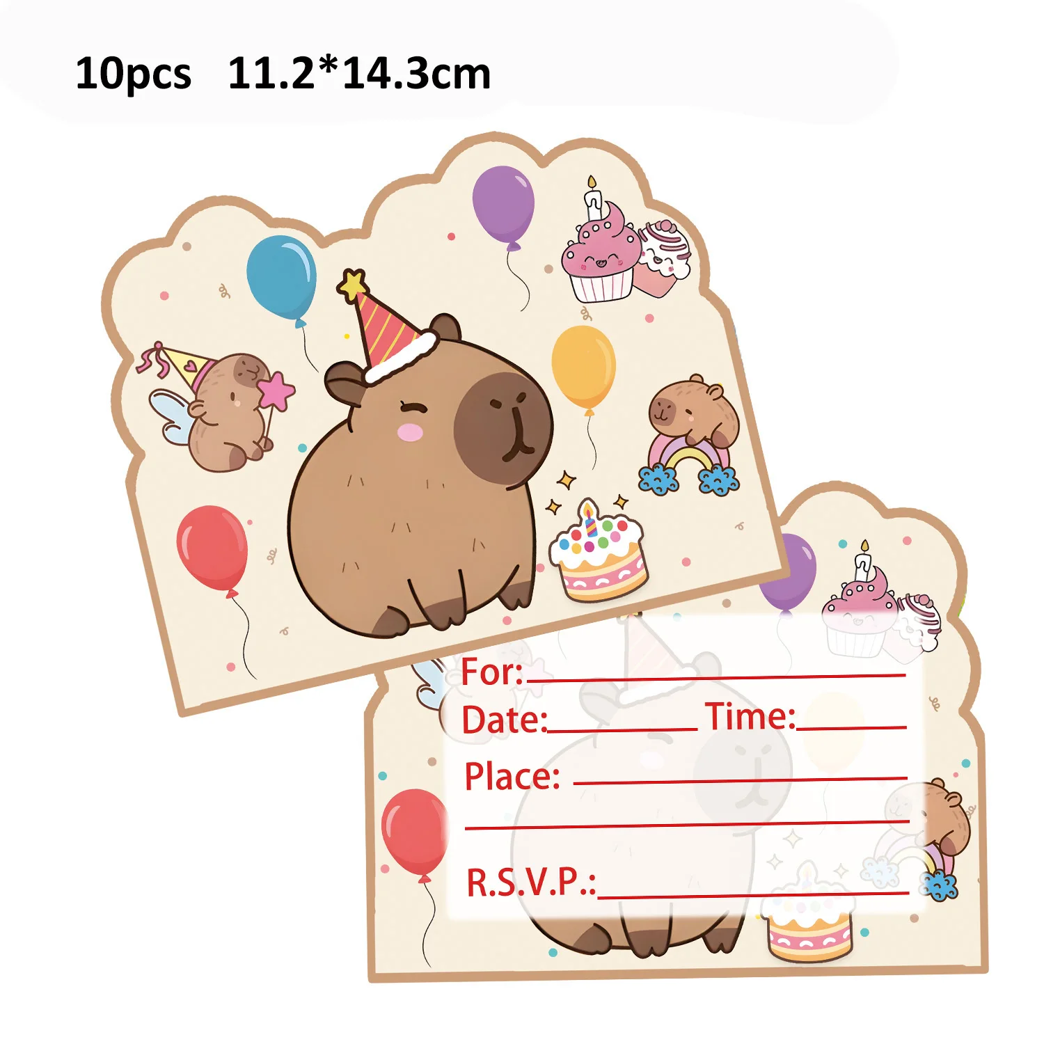 Capybara Geburtstagsdekoration Tischware Tischdecke Teller Servietten Einladungskarten Ballons Poster Baby-Shower Geburtstagsparty Zubehör – Detail 12