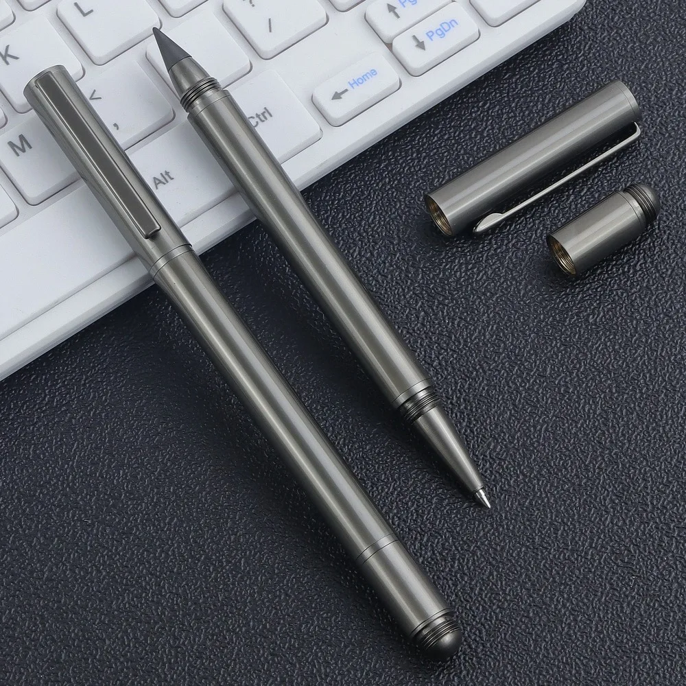 

Portable Dual-Function Metal Ballpoint Pen Black Ink Easy To Carry Gel Pens Smooth Writing Black Ink Pen Stationery