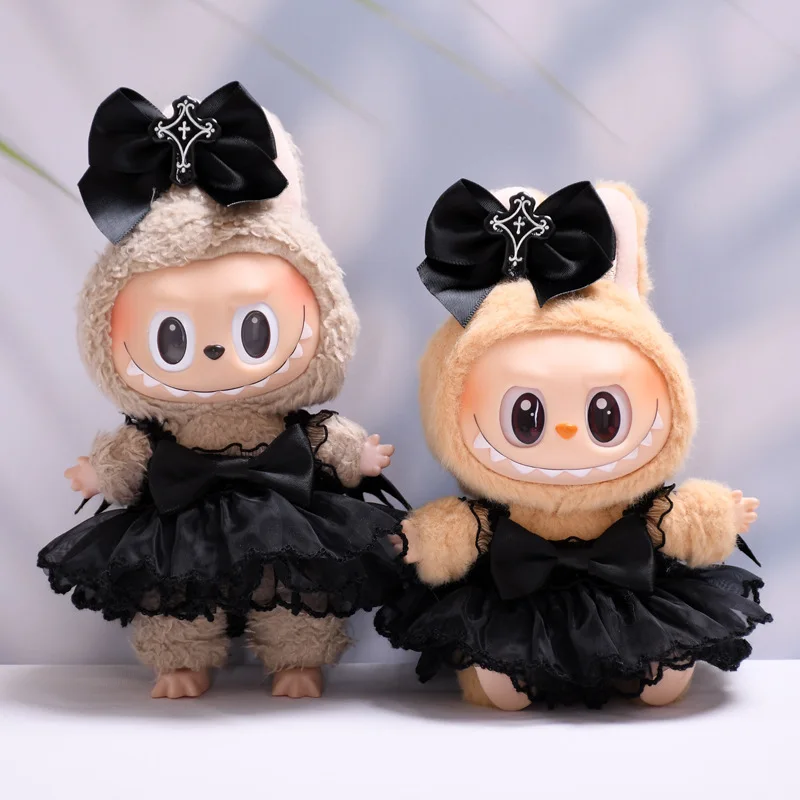Labubu Clothes Fashion Gothic Style Skirt Labubu Doll Clothes Pendant Little Devil Strap Skirt 15/17cm Plush Doll Universal image 2