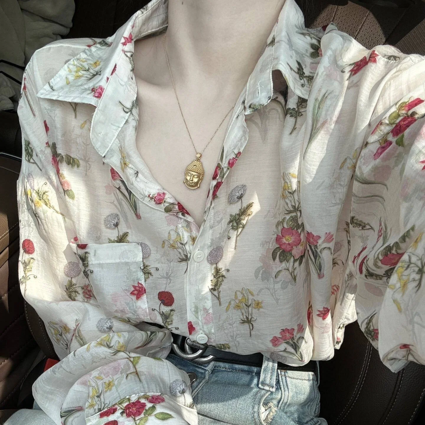 

plus Size Floral Print Sun Protection Shirt Women's Summer Stylish Anti-Aging Slimming Open Cardigan Polyester Fiber Long Sle...