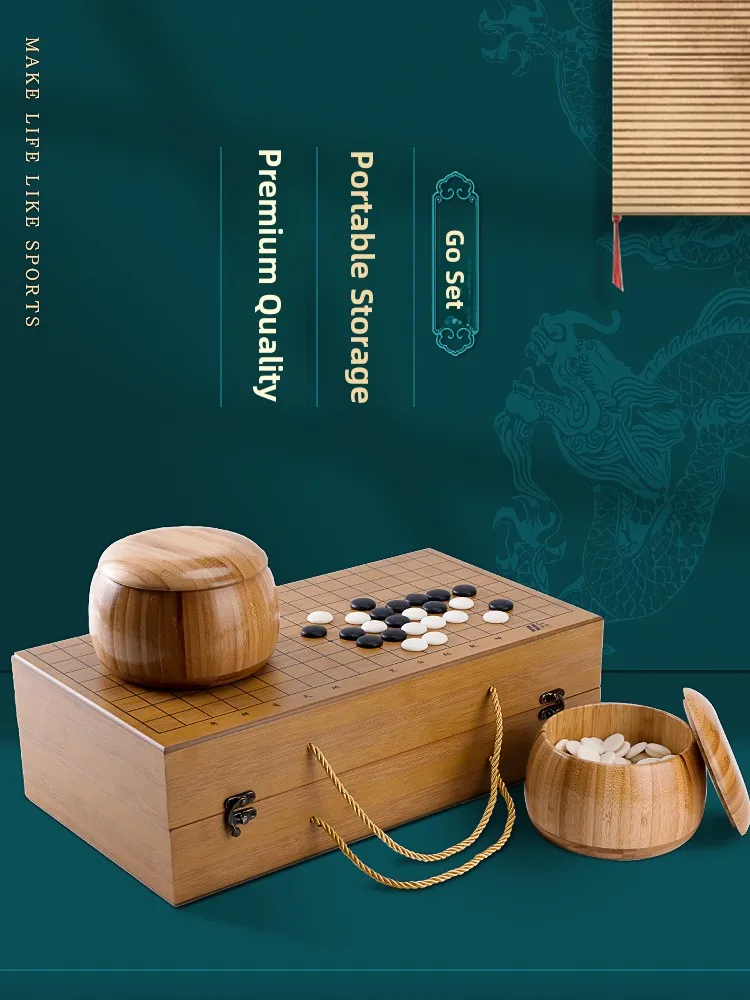 

Cloud Kiln Jade Chess Set Stackable Wood Go Board Educational for Students Adults And Children Beginners