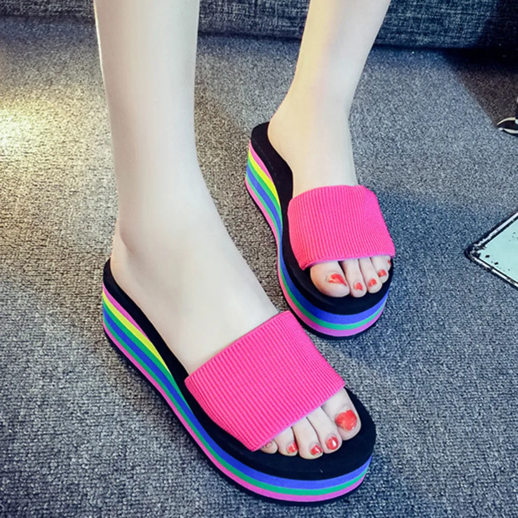 

2023 Summer Women Sandal Slippers Platform Bath Slippers Wedge Beach Flip Flops High Heel Slippers Casual Beach Slide Shoes