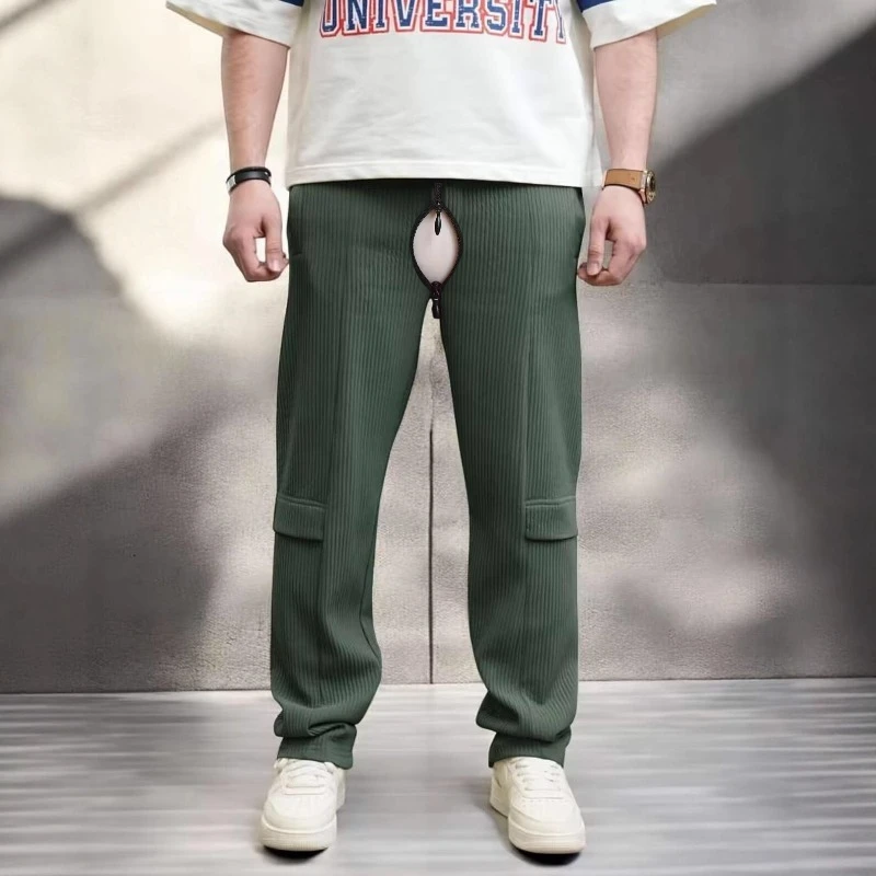 Pantalones con entrepierna abierta para hombre, otoño e invierno, nuevos pantalones americanos holgados Retro de pierna ancha para uso diario, pana deportiva informal versátil para hombre