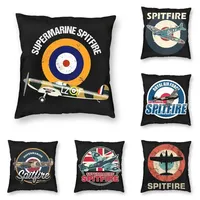 Supermarine Spitfire Throw Pillow Case RAF Warbird Military WW2 Aircraft Plane Sofa Cushion Cover Home Decor Velvet Pillowcase