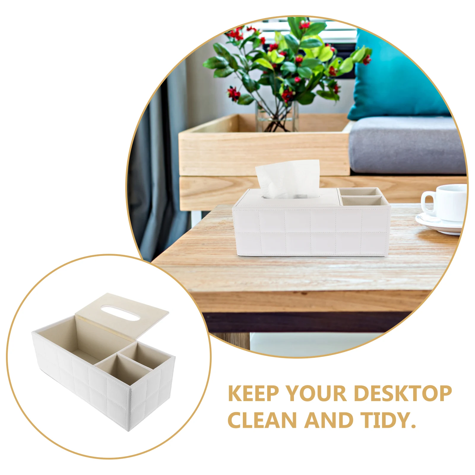 

Multifunctional Tissue Box Desktop Organizer Scissor Pencil Remote Holder Eco Friendly Square Clean Tidy Home Office Car