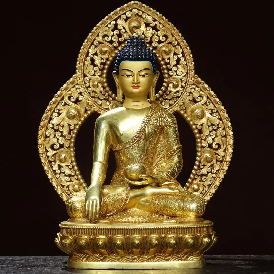 Copper, painted backlight [Lamplight Buddha] height 33 cm wide 26 cm thick and weight 2.4 kg