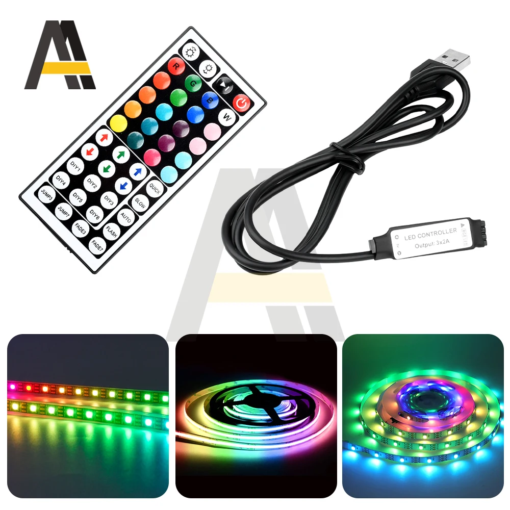 LED RGB 스위치 컨트롤러 미니 44키 USB 커넥터 IR 리모컨 디머 (5050 2835 RGB LED 스트립 조명 TV 백라이트용)