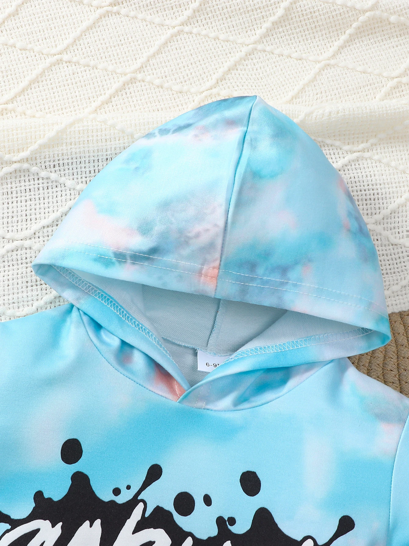 2-teiliges Set für Babys, modisch, lässig, mit Kapuze, langärmlig, mit Batikmuster, Oberteil und Hose, Herbst-Winter-Kleidung für Kinder – Detail 5