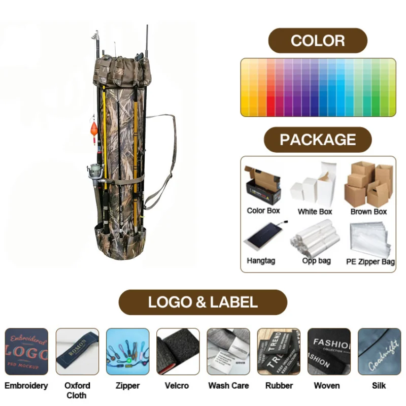 Factory LOW MOQ Support Custom Logo Sport Waterproof Fishing Rod Travel Bag view 2