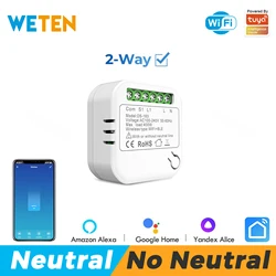 No Neutral Tuya WiFi Switch Module 2 Way Control Smart Life APP Smart Home Interrupter Mini Switch Work for Alexa Google Home